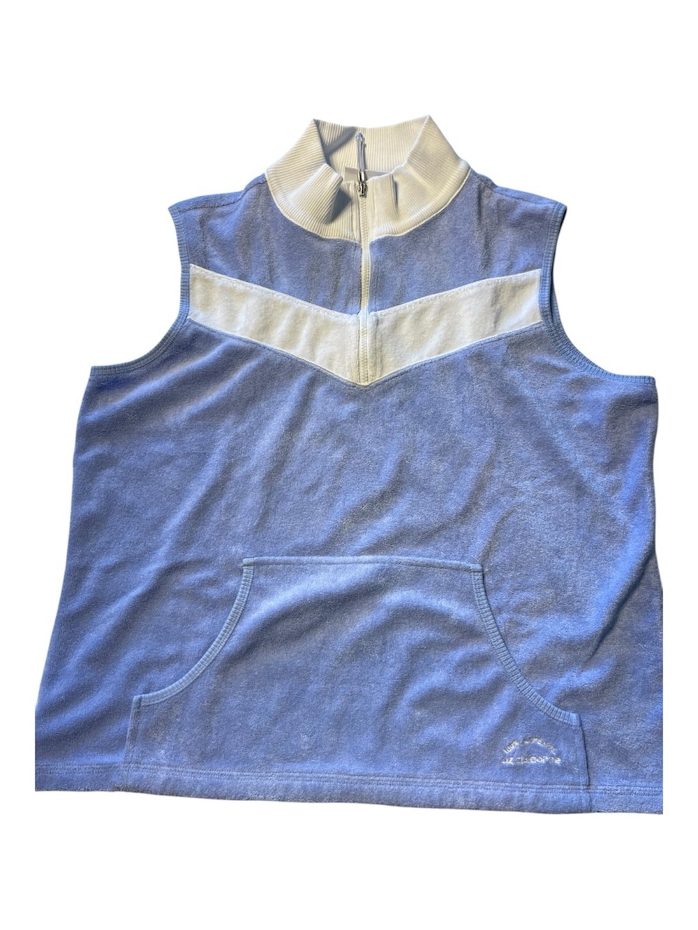Liz Claiborne Light Blue Sleeveless Zip Terry Pullover with White Detail - Picture 1 of 6